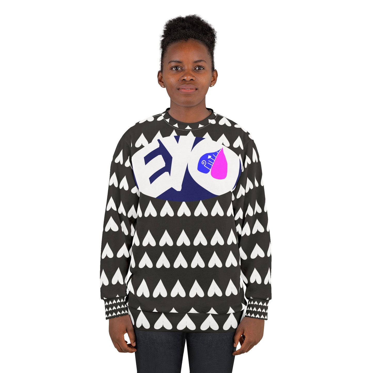 white hearts on black sleaves