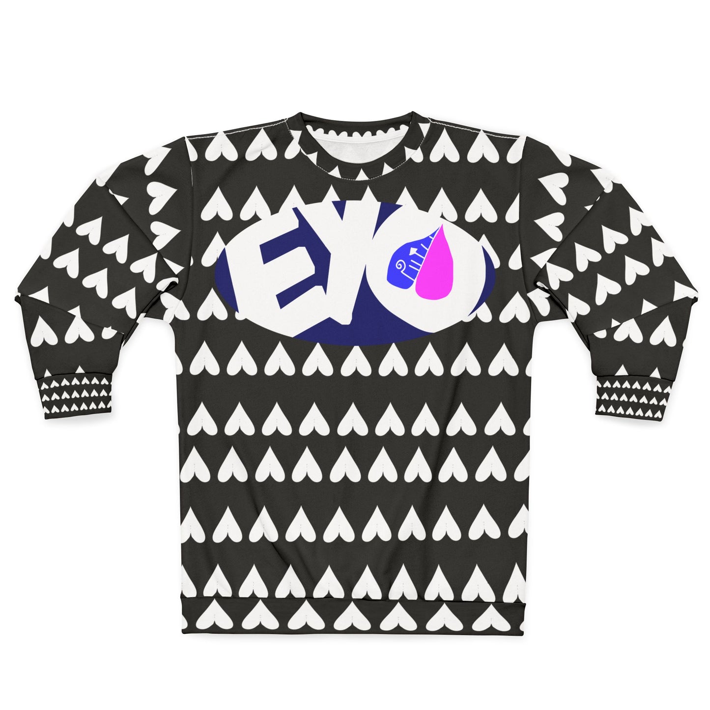 white hearts on black sleaves