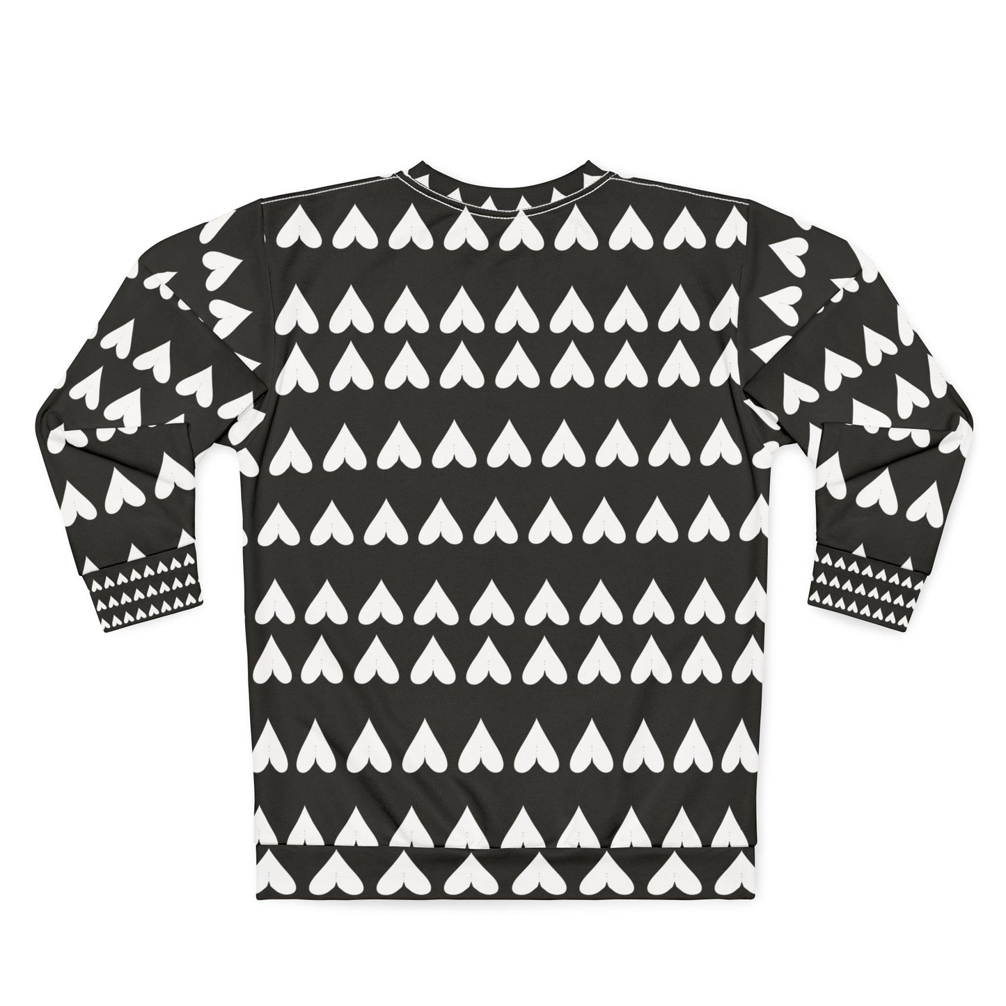 white hearts on black sleaves