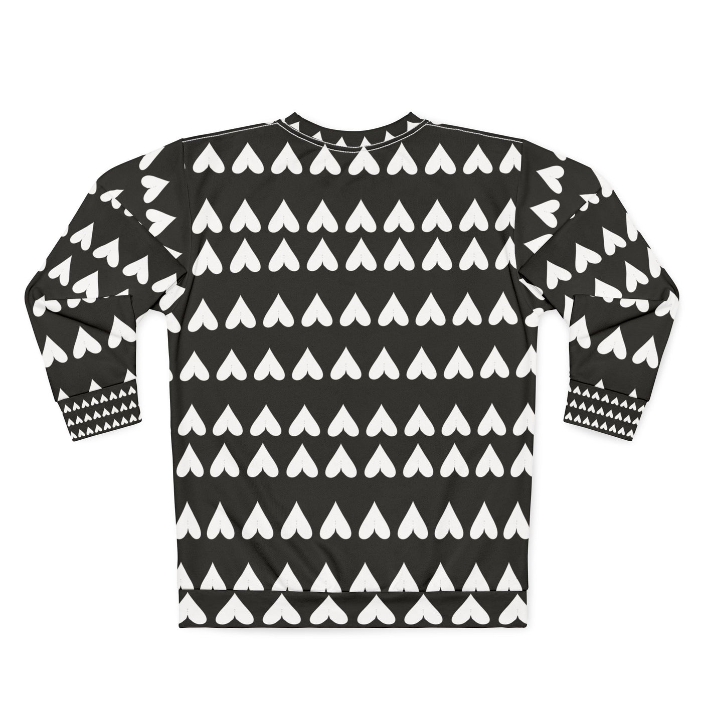 white hearts on black sleaves