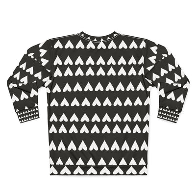white hearts on black sleaves