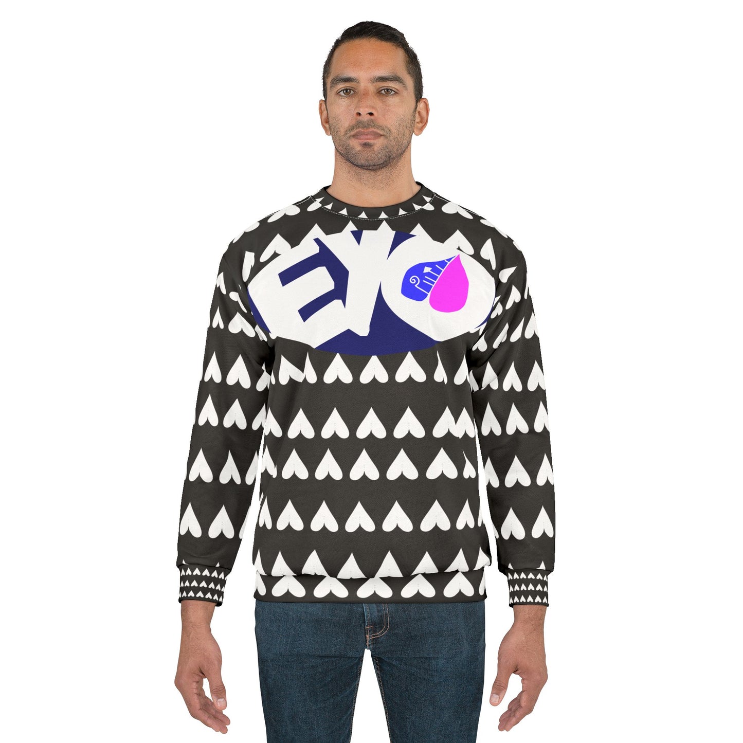 white hearts on black sleaves